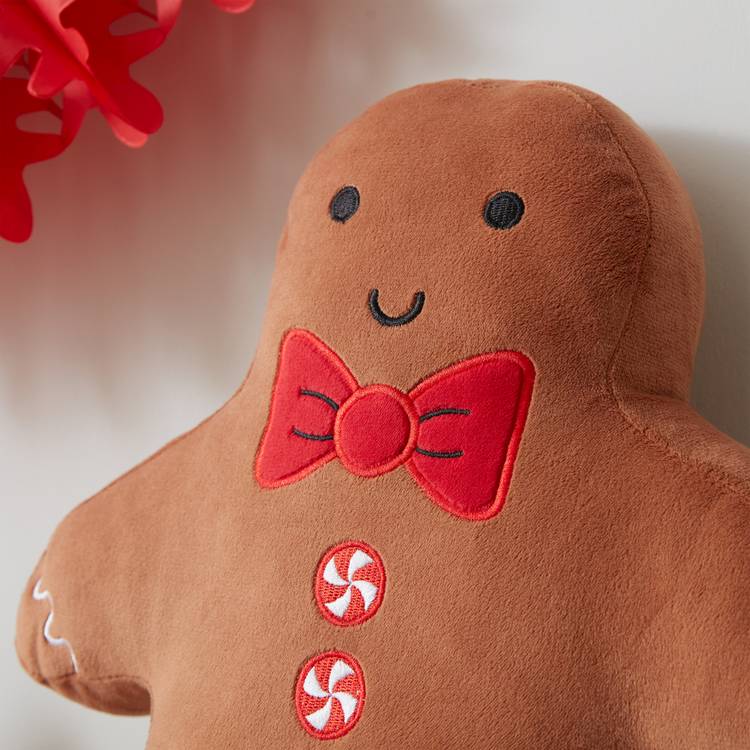 Catherine Lansfield gingerbread man cushion brown 37x28cm, imported from the UK