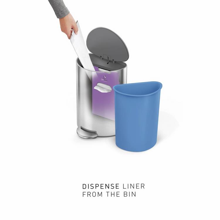 Simplehuman 6L semi-round bathroom pedal bin (British brand)