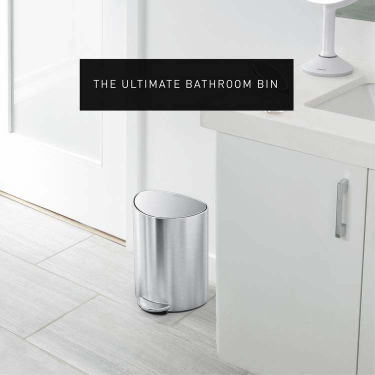 Simplehuman 6L semi-round bathroom pedal bin (British brand)