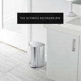 Simplehuman 6L semi-round bathroom pedal bin (British brand)