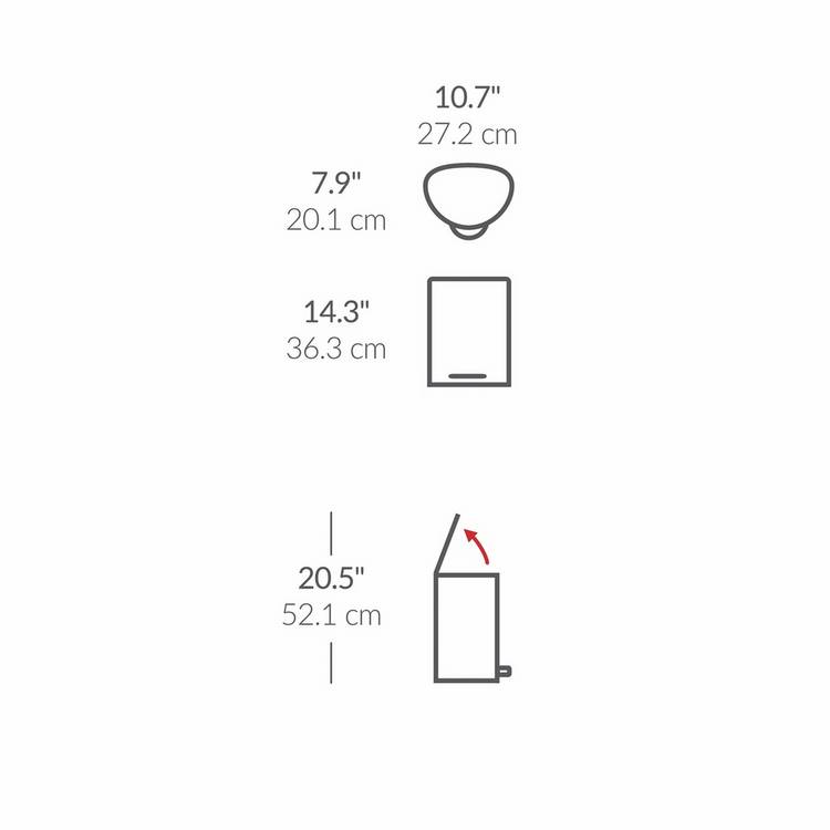 Simplehuman 6L semi-round bathroom pedal bin (British brand)