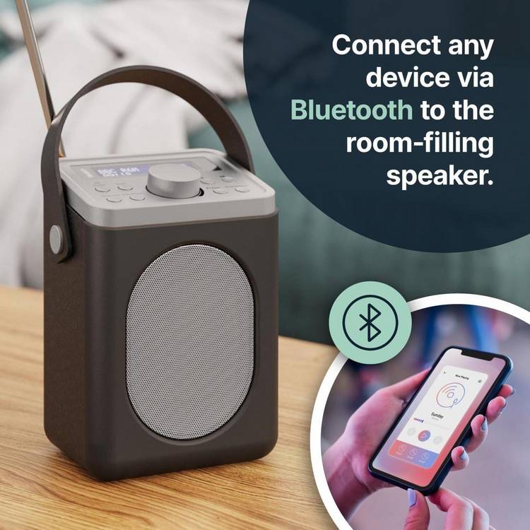 Majority Little Shelford portable DAB radio black grey, imported from the UK