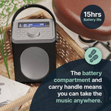Majority Little Shelford portable DAB radio black grey, imported from the UK
