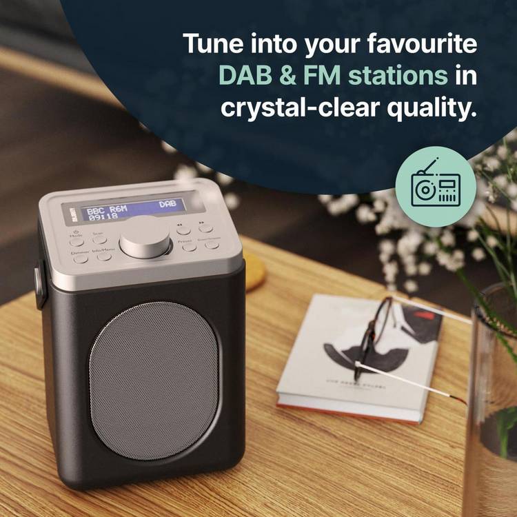 Majority Little Shelford portable DAB radio black grey, imported from the UK