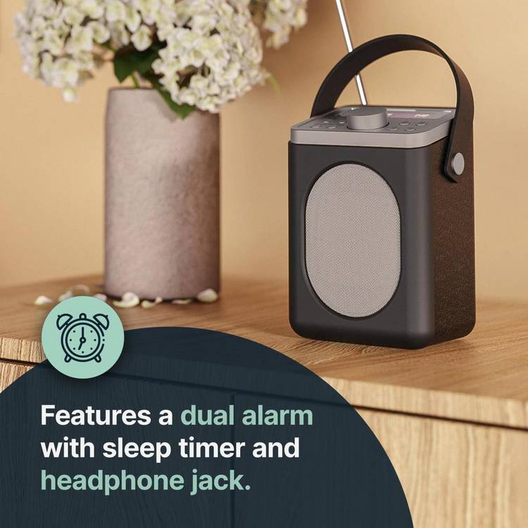 Majority Little Shelford portable DAB radio black grey, imported from the UK