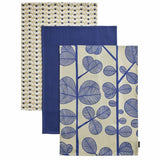 Habitat cotton tea towel set blue leaf design, imported from the UK