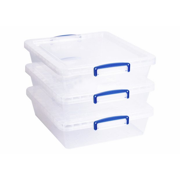 Really Useful clear plastic storage box 10.5L 3-pack, UK version