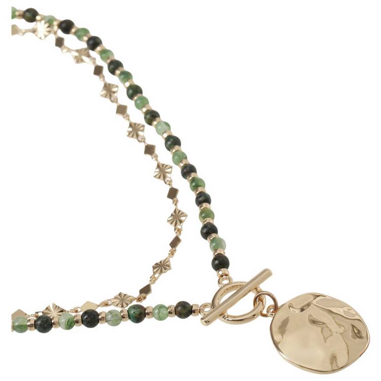 Liars & Lovers multilayer beaded pendant necklace gold-tone, imported from the UK