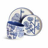 Habitat Blue Leaf 12-piece stoneware dinner set blue, UK version