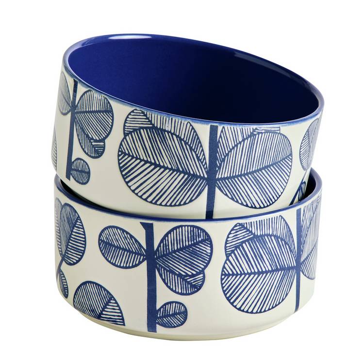 Habitat Blue Leaf 12-piece stoneware dinner set blue, UK version