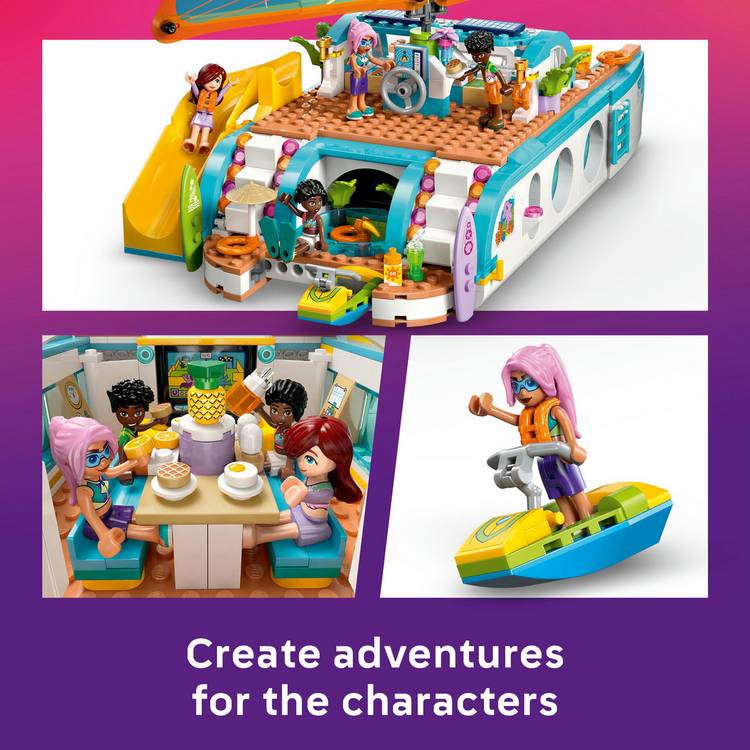 LEGO Friends Travel Boat Adventure set with mini dolls and dolphins, imported from the UK