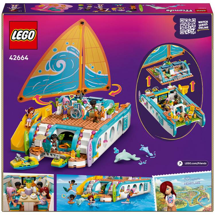 LEGO Friends Travel Boat Adventure set with mini dolls and dolphins, imported from the UK