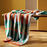 Argos Habitat Midcentury Knitted Throw Teal & Rust 125x150cm- Buy online at McGrocer