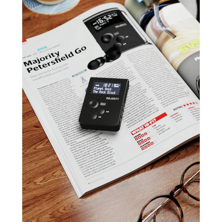 Majority Petersfield Go DAB/FM pocket radio, black, UK version
