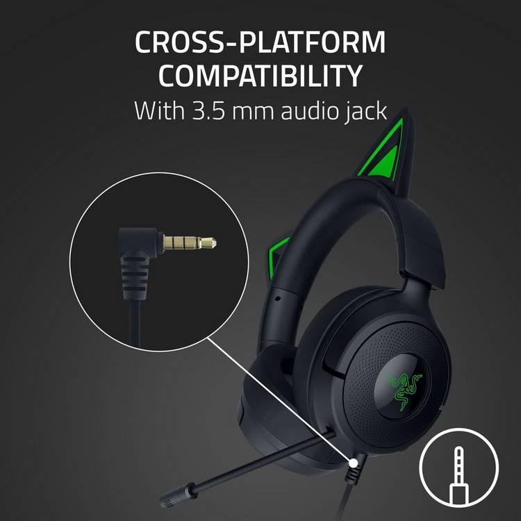 Razer Kraken Kitty V3 X wired gaming headset black, imported from the UK