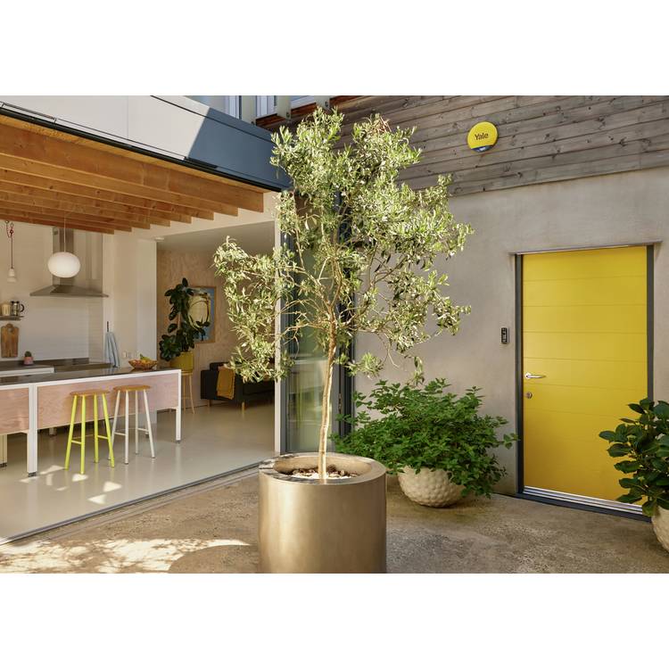 Yale outdoor siren yellow with LED lights, imported from the UK