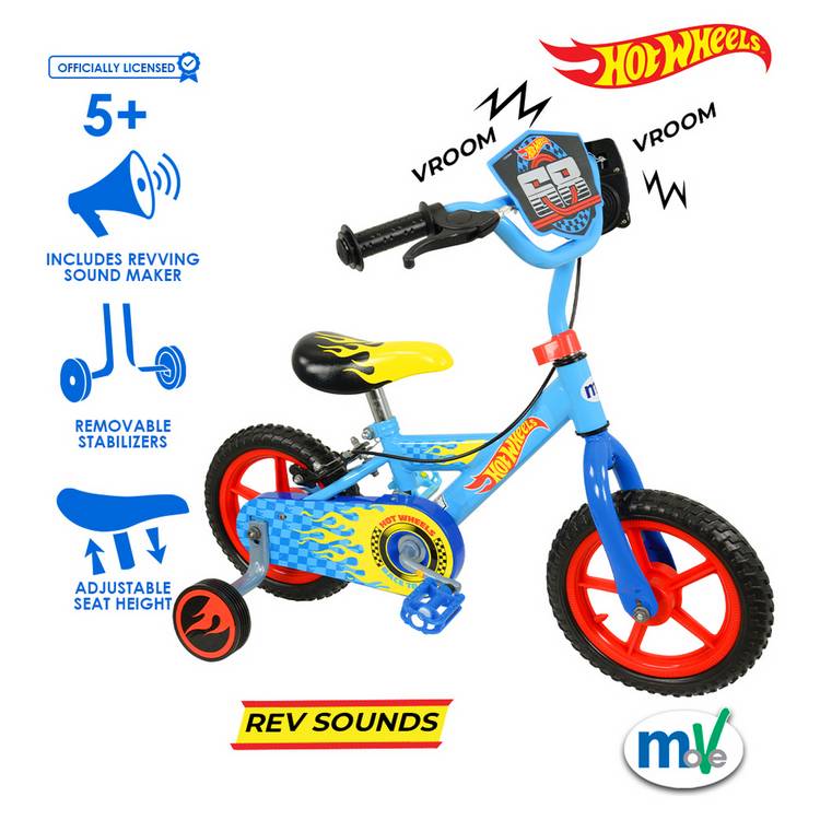 Hot Wheels 12-inch bike with revver noise maker, imported from the UK