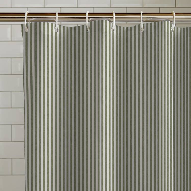 Catherine Lansfield green stripe shower curtain 180cm (British brand)