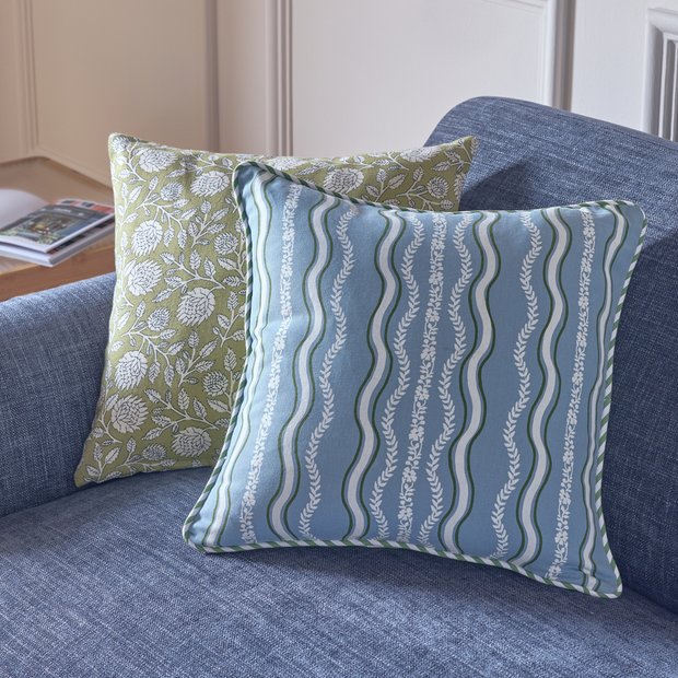 Argos Home cushion blue green striped 43x43cm, imported from the UK