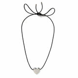 Freedom silver heart black cord adjustable necklace - British product