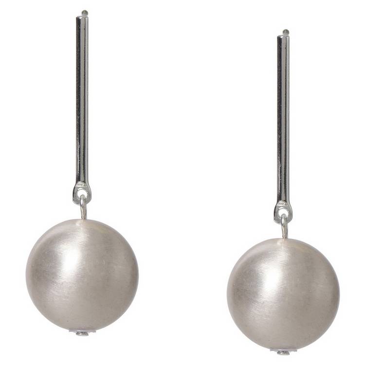 Liars & Lovers silver tone ball drop earrings, UK version