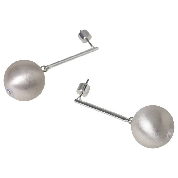 Liars & Lovers silver tone ball drop earrings, UK version