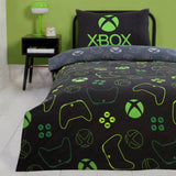 Xbox black bedding set with green logo single duvet cover (British brand)