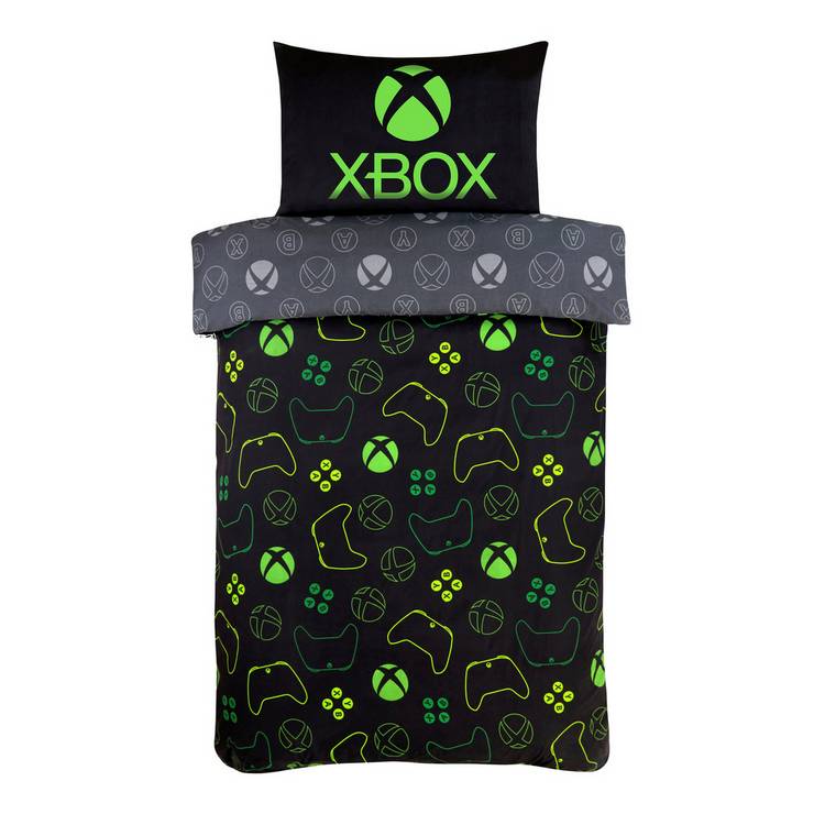 Xbox black bedding set with green logo single duvet cover (British brand)