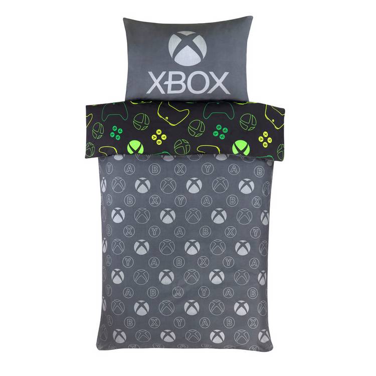 Xbox black bedding set with green logo single duvet cover (British brand)