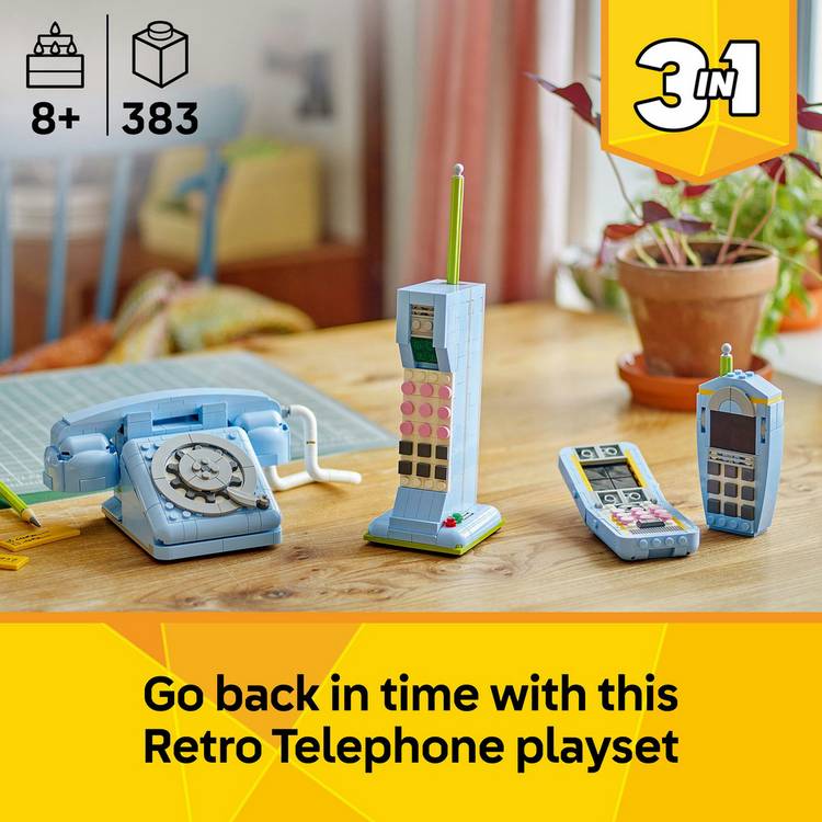 LEGO 3in1 Retro Telephone toy 383 pieces, imported from the UK