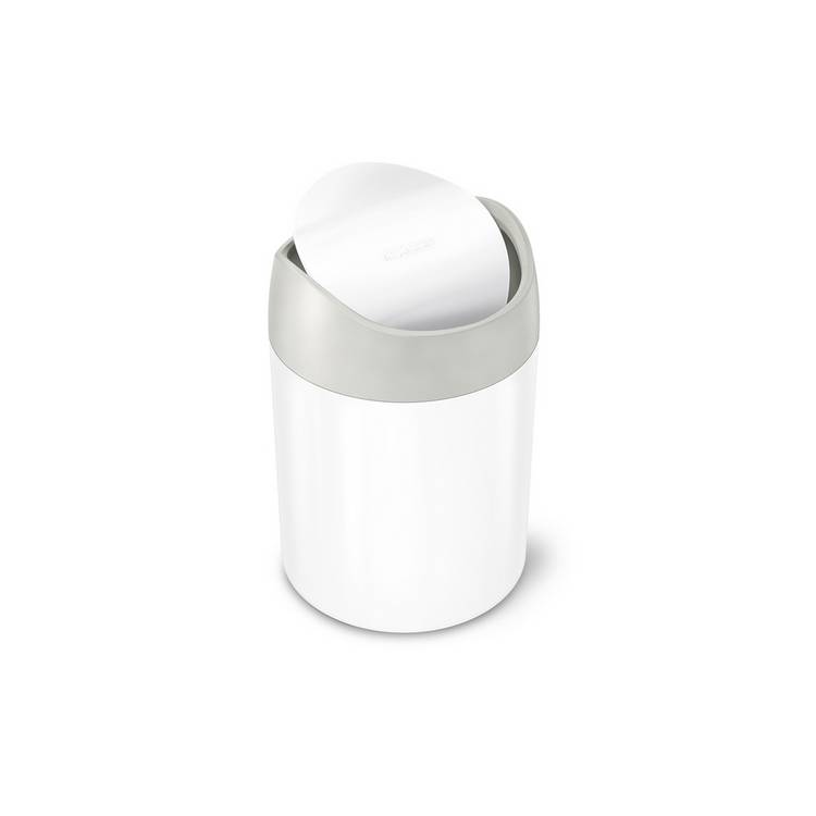 Simplehuman 1.5L mini waste bin in white, UK version