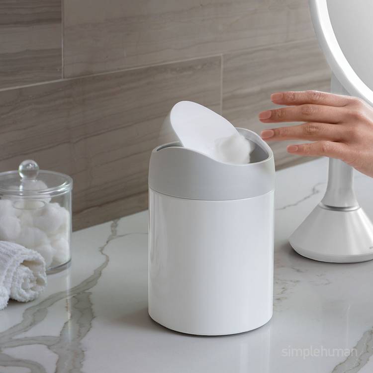 Simplehuman 1.5L mini waste bin in white, UK version
