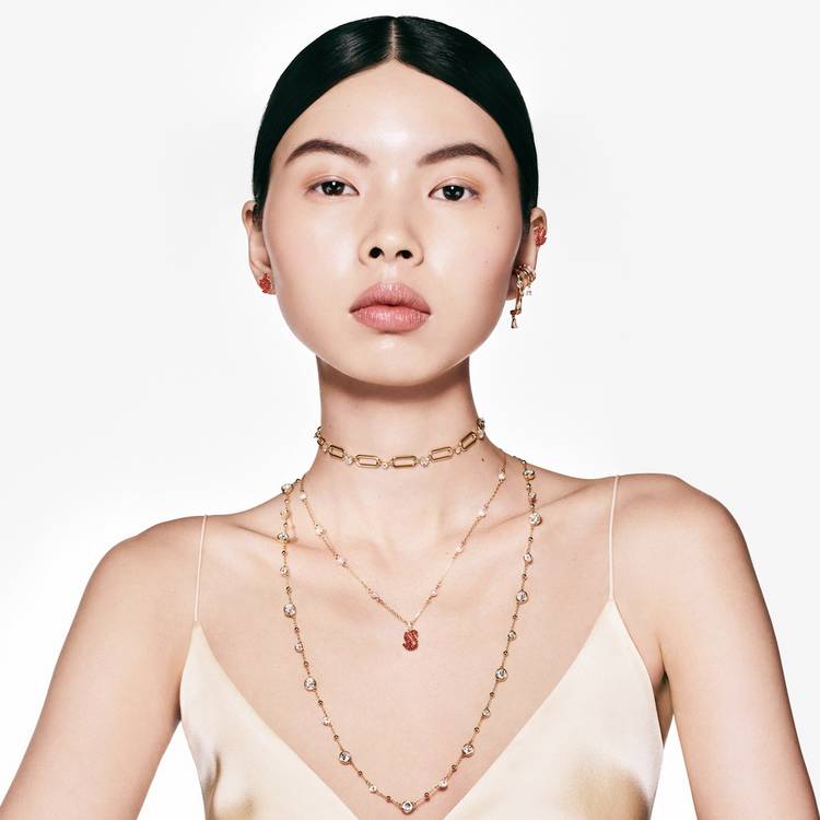 Swarovski Constella gold-tone plated link chain necklace, UK version