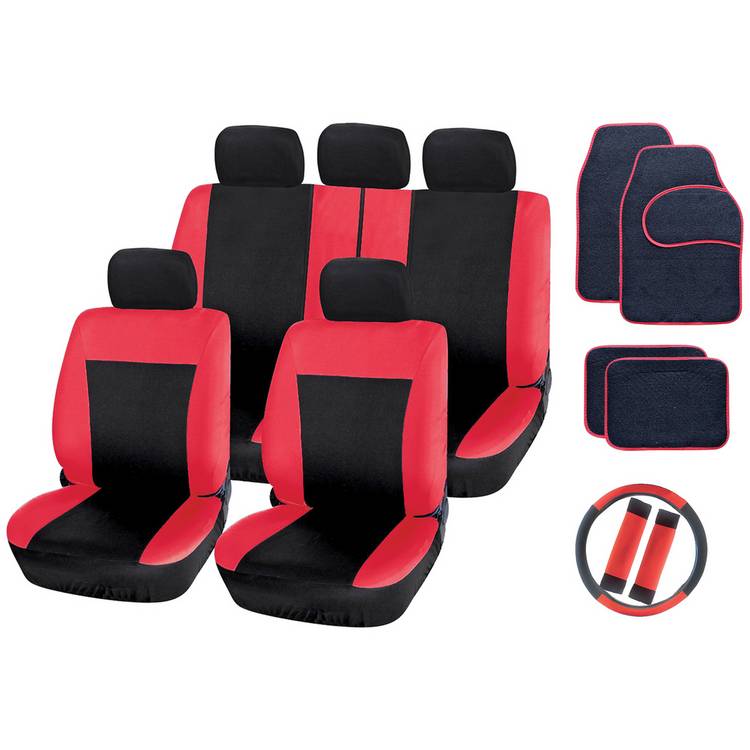 Streetwize red black interior car set 19-piece, imported from the UK