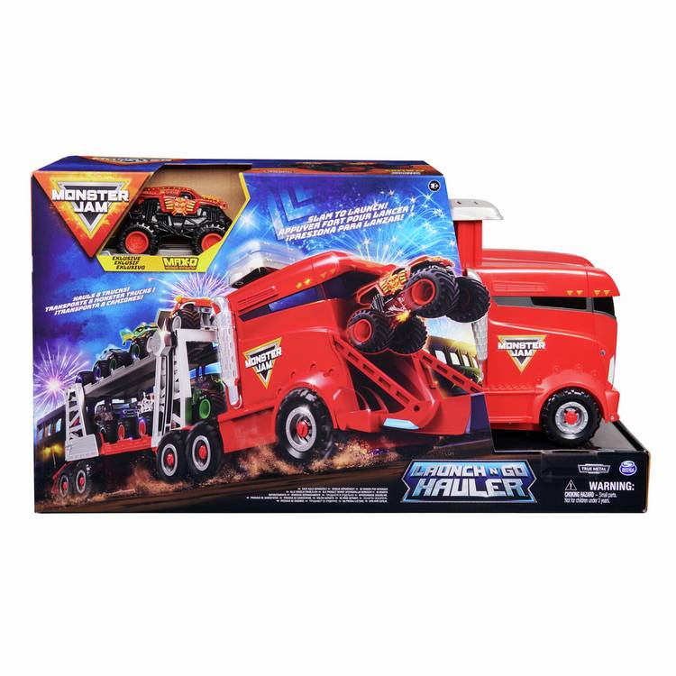 Monster Jam Launch N Go Hauler playset, imported from the UK
