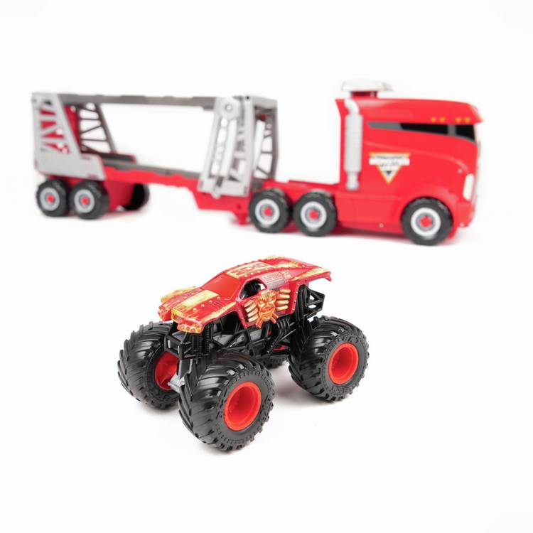 Monster Jam Launch N Go Hauler playset, imported from the UK