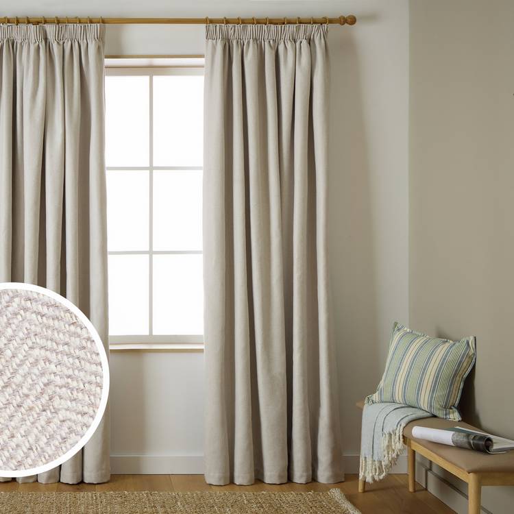 Habitat herringbone pencil pleat curtains cream 117x137cm - British product