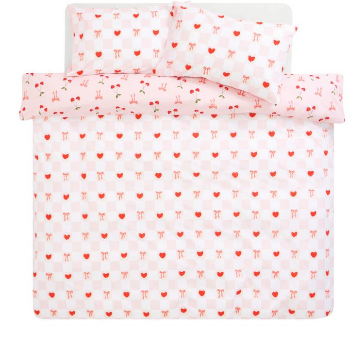 Argos Home bedding set cherry hearts pink single - British product