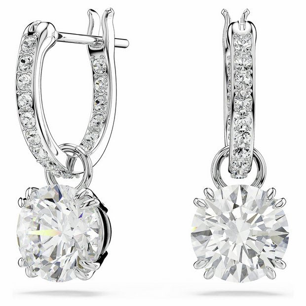 Swarovski crystal Stilla drop earrings rhodium plated, imported from the UK