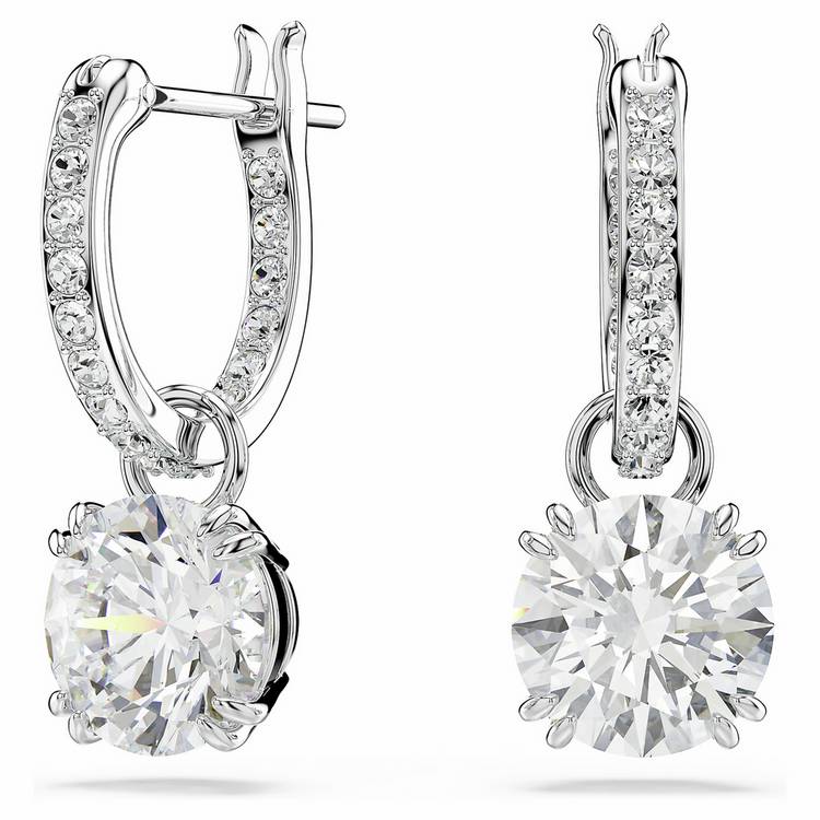Swarovski crystal Stilla drop earrings rhodium plated, imported from the UK