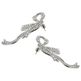 Liars & Lovers silver-tone rhinestone bow stud earrings - British product