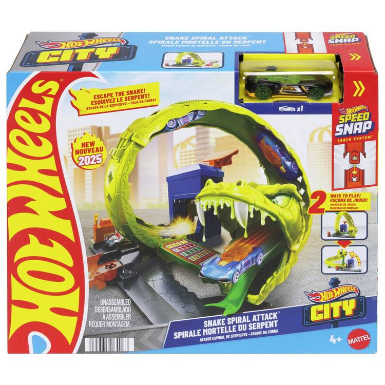 Hot Wheels Snake Spiral Attack playset and die-cast car - British product
