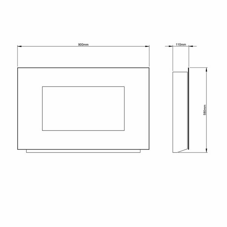 Be Modern Azonto wall hung electric fire Black Glass 900mm (British brand)