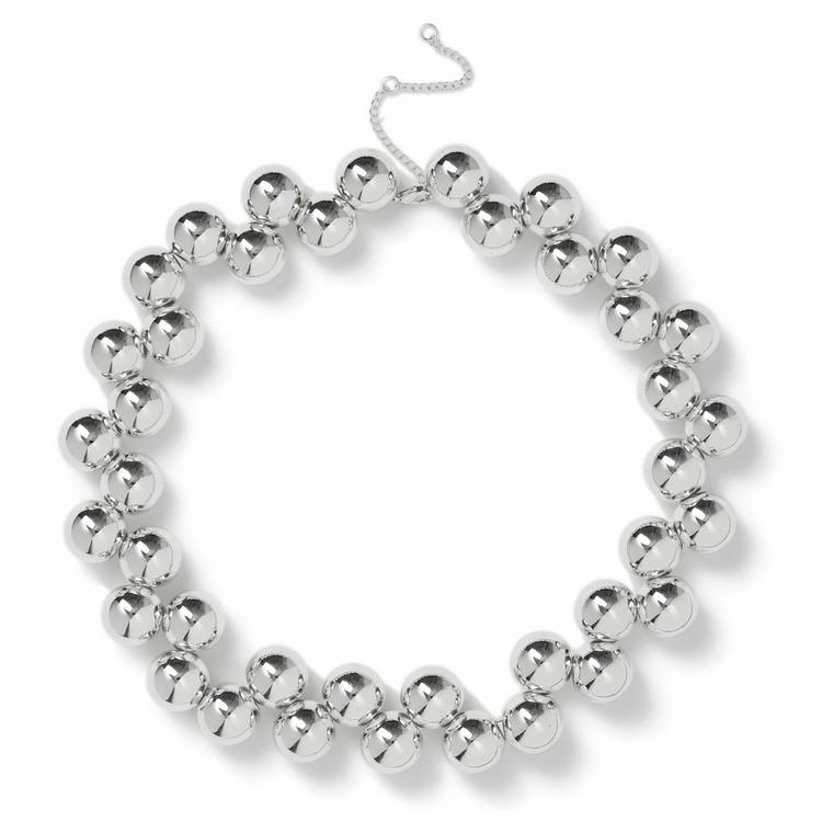 Freedom silver-tone chunky ball necklace 45cm, UK version