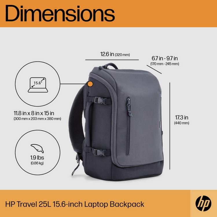 HP Travel laptop backpack 15.6 inch iron grey (British brand)