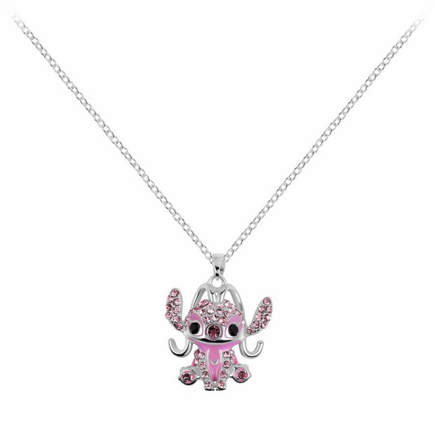 Disney Angel pendant necklace with pink cubic zirconia, imported from the UK