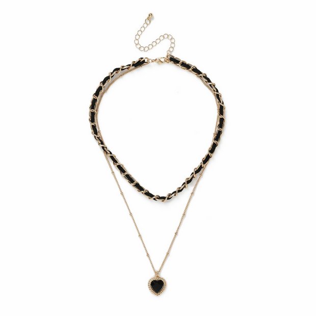Freedom gold and black thread heart pendant necklace, UK version