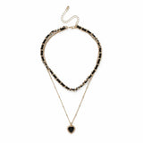 Freedom gold and black thread heart pendant necklace, UK version