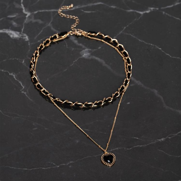 Freedom gold and black thread heart pendant necklace, UK version