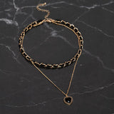 Freedom gold and black thread heart pendant necklace, UK version